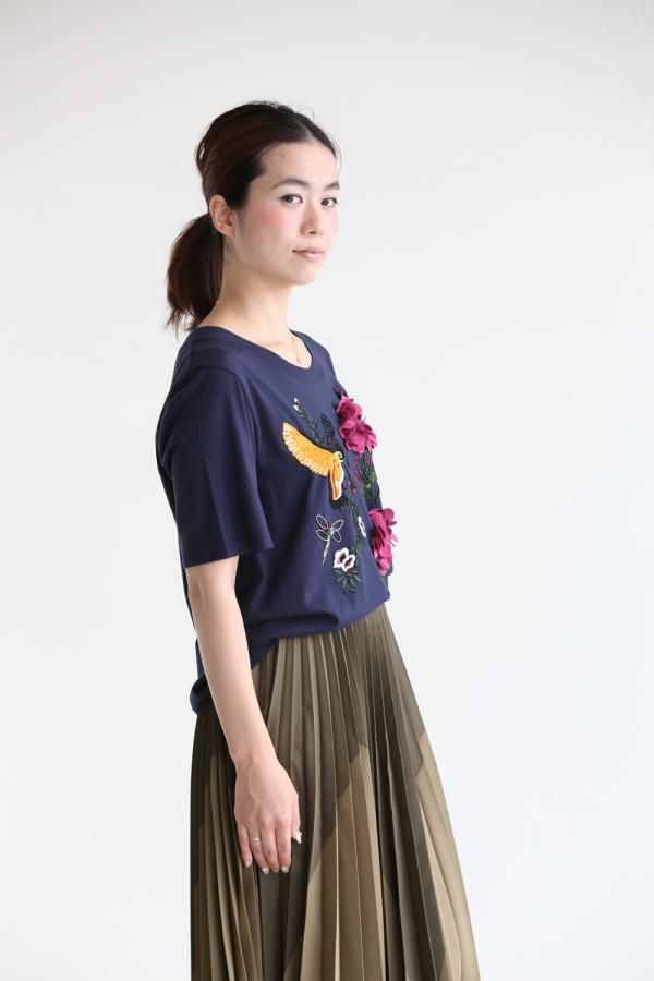 MUVEIL WORK - ミュベールあじさいtシャツカットソー紫陽花の