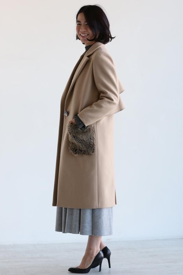 Kaon(カオン) Oriens Wool Chester Coat With Fur 後ろフリル