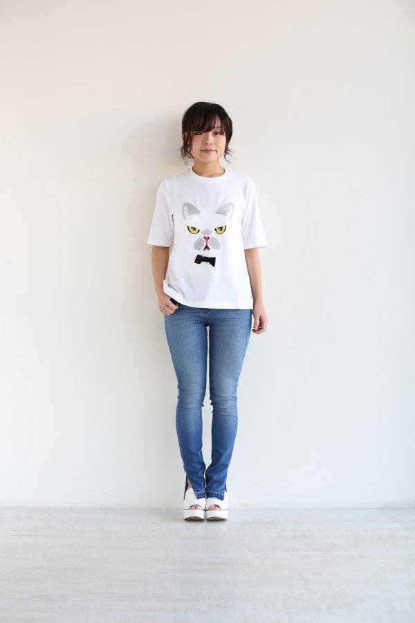 MUVEIL(ミュベール) 猫刺繍Tシャツ【MA71UTS012】 - YAMAROKU（ヤマロク） オンラインストア