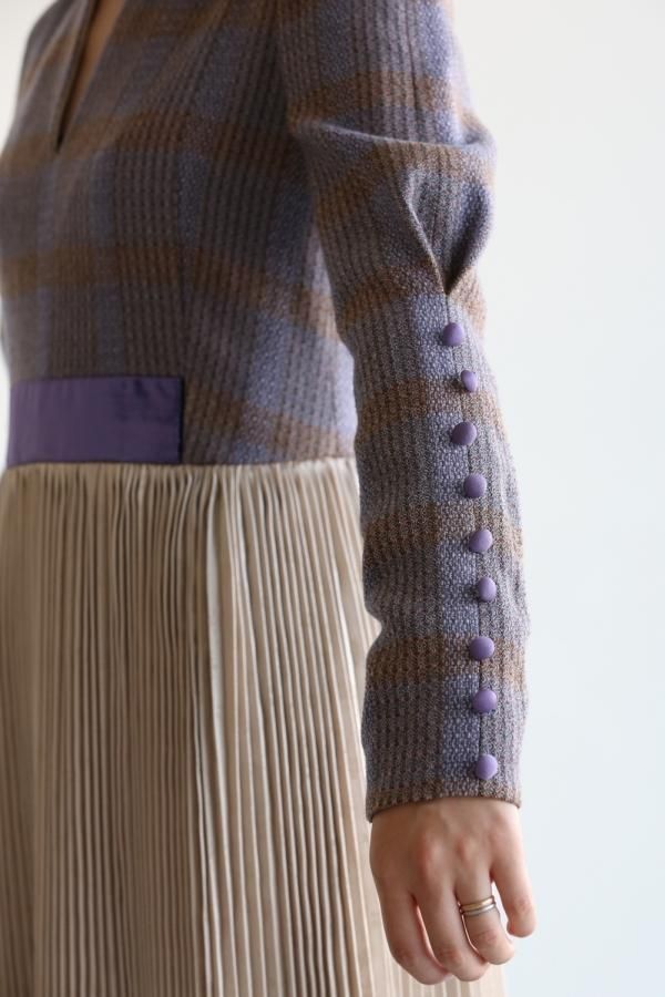 Afterglow Check Pleated Skirt Dress - YAMAROKU(ヤマロク ...