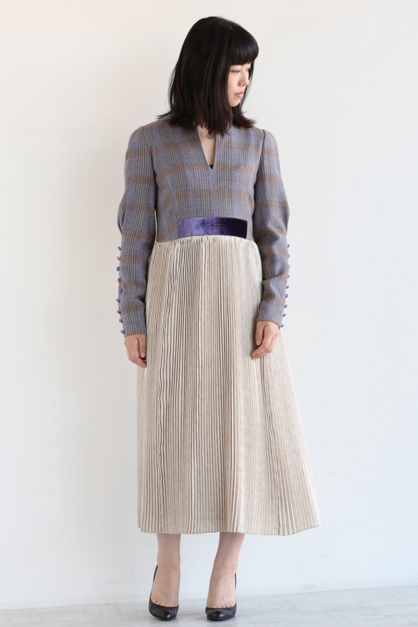 Afterglow Check Pleated Skirt Dress - YAMAROKU（ヤマロク） オンラインストア