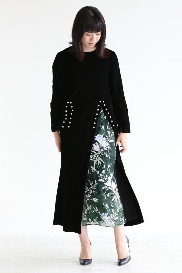 AKIRA NAKA(アキラナカ) Mestia velvet dress【AW1725BKGR