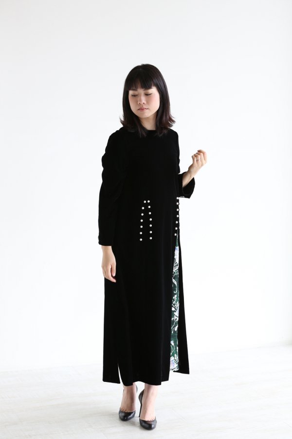 AKIRA NAKA(アキラナカ) Mestia velvet dress【AW1725BKGR