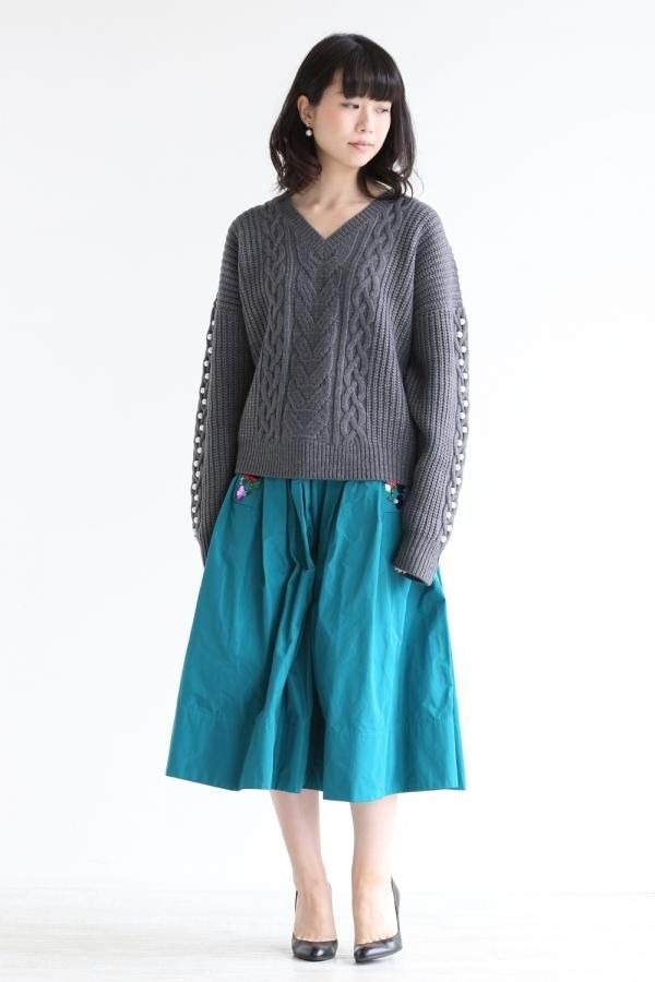 MUVEIL WORK - MUVEIL 17AW パール付 ケーブルニット ☆美品☆ ミュベール MUVEIL(ミュベール) パール付きケーブルニット【MA73KSW001
