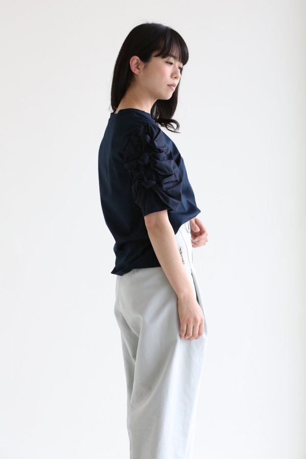 MUVEIL MORK(ミュベールワーク) リボンスリーブTシャツ【MW74UTS004】navy - YAMAROKU（ヤマロク） オンラインストア