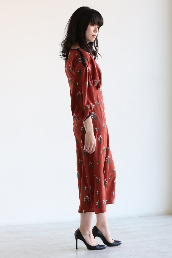 Pedicel Embroidery Puff Sleeve Dress - YAMAROKU（ヤマロク ...