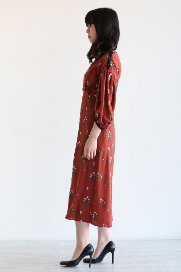 Pedicel Embroidery Puff Sleeve Dress - YAMAROKU（ヤマロク ...