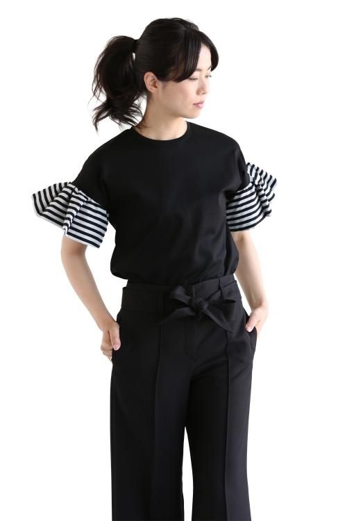 BORDERS at BALCONY(ボーダーズアットバルコニー) RUFFLED TEE【BD1811-2C-04】BLACK -  YAMAROKU（ヤマロク） オンラインストア