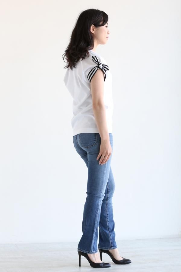 新品タグ付　ボーダーズアットバルコニー　リブ　ニットポロ　コットン　ボーダー BORDERS at BALCONY(ボーダーズアットバルコニー) RIBBON TEE