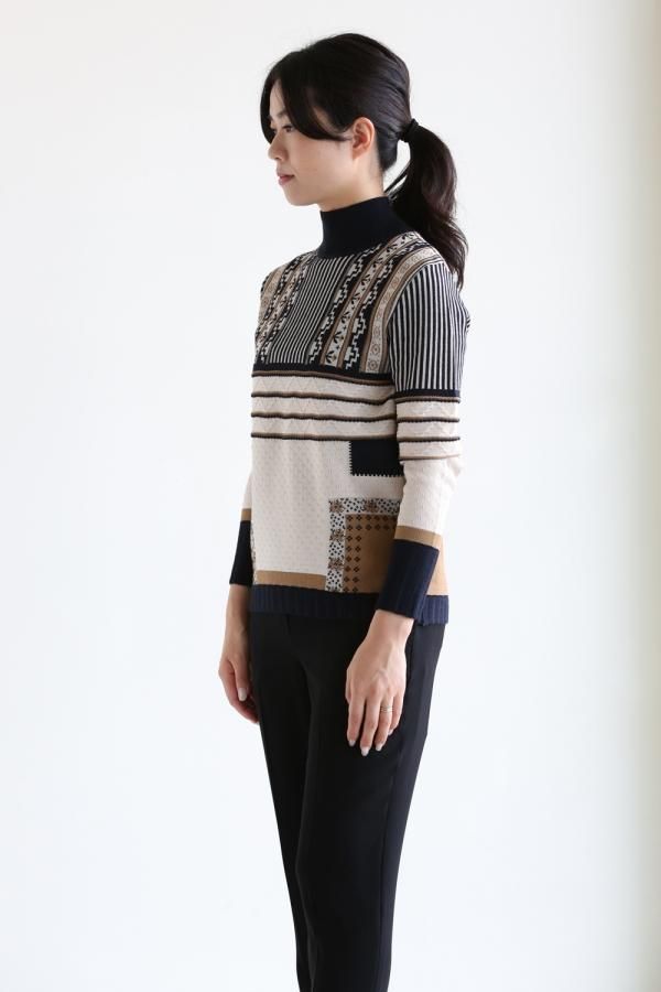 大特価放出！ Pedicel YAMAROKU（ヤマロク - NAVY Tops Knit Jacquard トップス