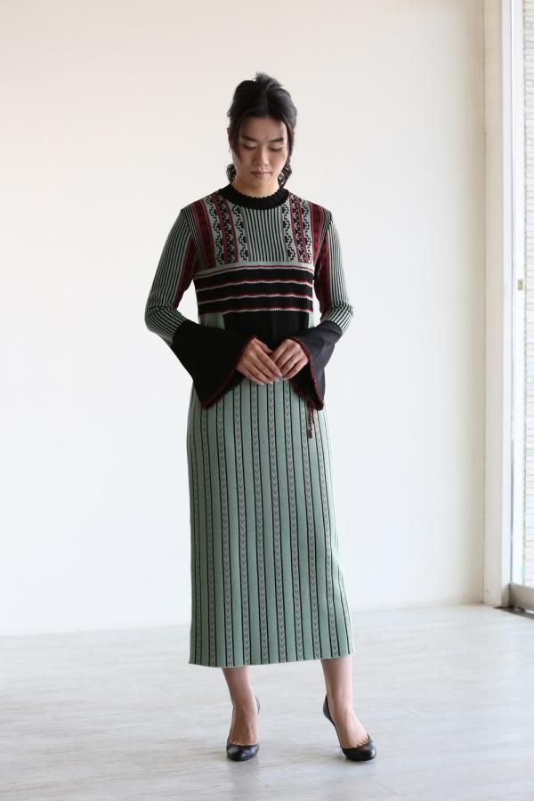 Pedicel Jacquard Knit Dress - YAMAROKU（ヤマロク