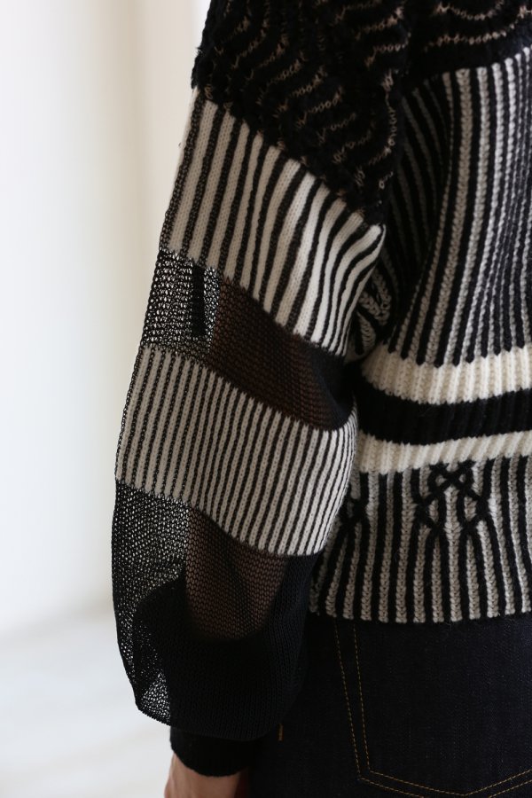 Plating Mole Knit Sweater WHITE× BLACK - YAMAROKU（ヤマロク