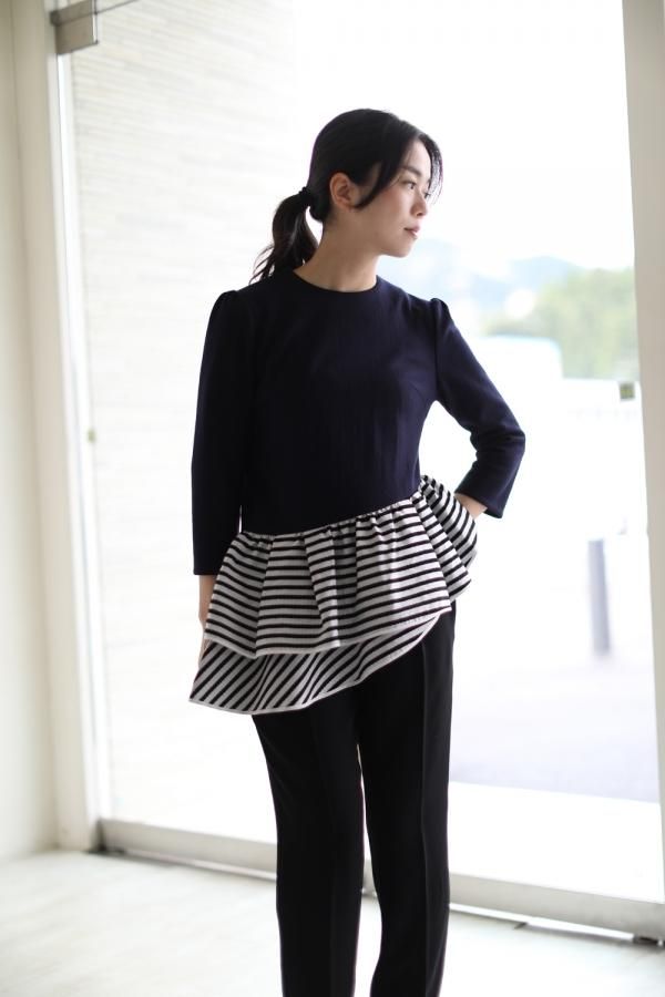 BORDERS at BALCONY(ボーダーズアットバルコニー) WOOL RUFFLED TEE ...