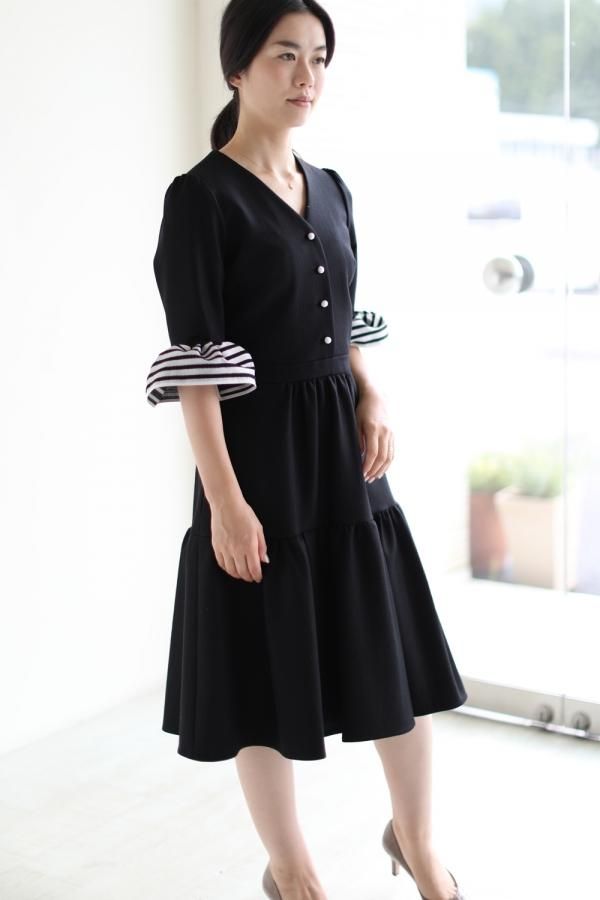 BORDERS at BALCONY/ボーダーズアットバルコニー】BORDER WOOL DRESS