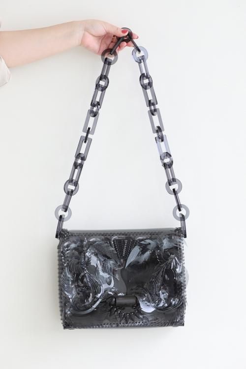 mame Vinyl Chloride Cloth Handbag - ハンドバッグ