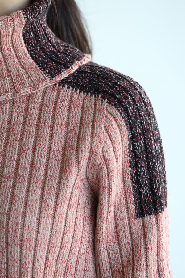 unfil◆melange melino ribbed/カーディガン(厚手)/1/ウール/RED/OEFL-UW1 unfil(アンフィル) / melange melino ribbed/カーディガン(厚手