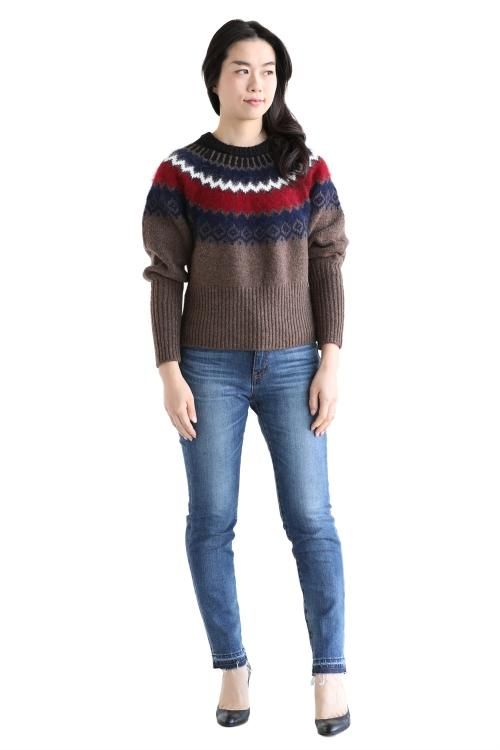JEAN_NERET ジャンヌレ アンゴラミックス アーク ニット ブラウン JEAN_NERET(ジャンヌレ) アンゴラミックスアークニット Brown