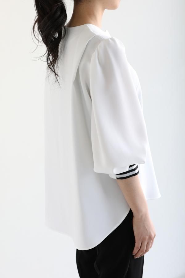 ボーダーズアットバルコニー♪CUFFED TOP WHITE