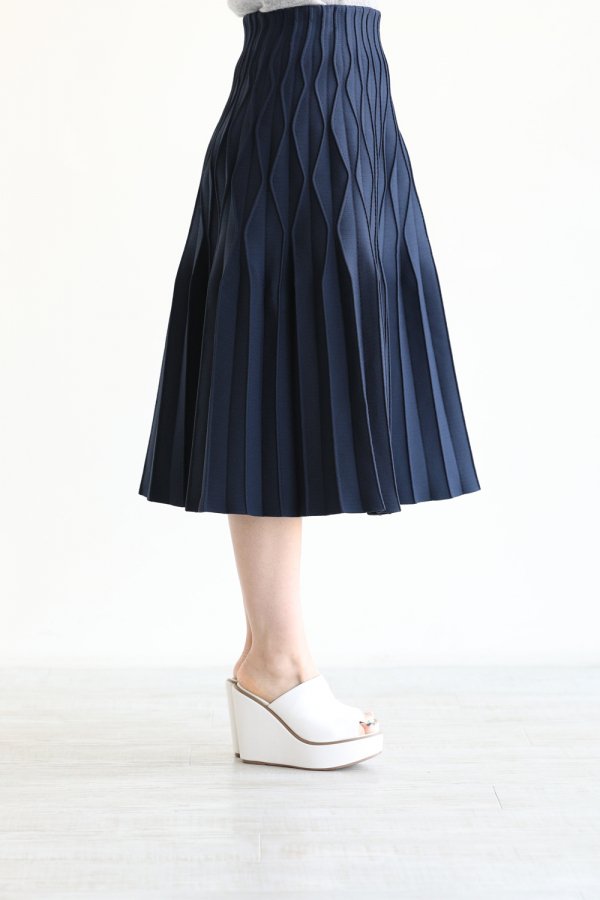 BORDERS at BALCONY(ボーダーズアットバルコニー) PLEATED SKIRT NAVY - YAMAROKU（ヤマロク）  オンラインストア