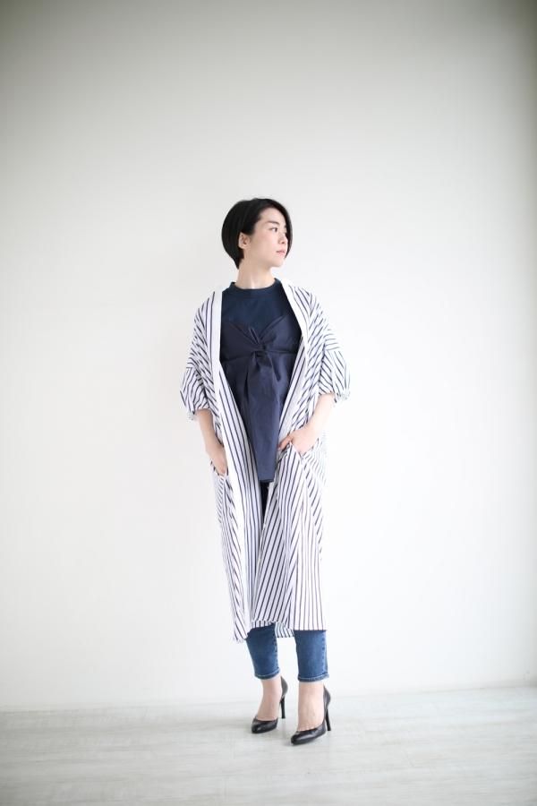 MUVEIL WORK(ミュベールワーク) ストライプ前開きワンピース