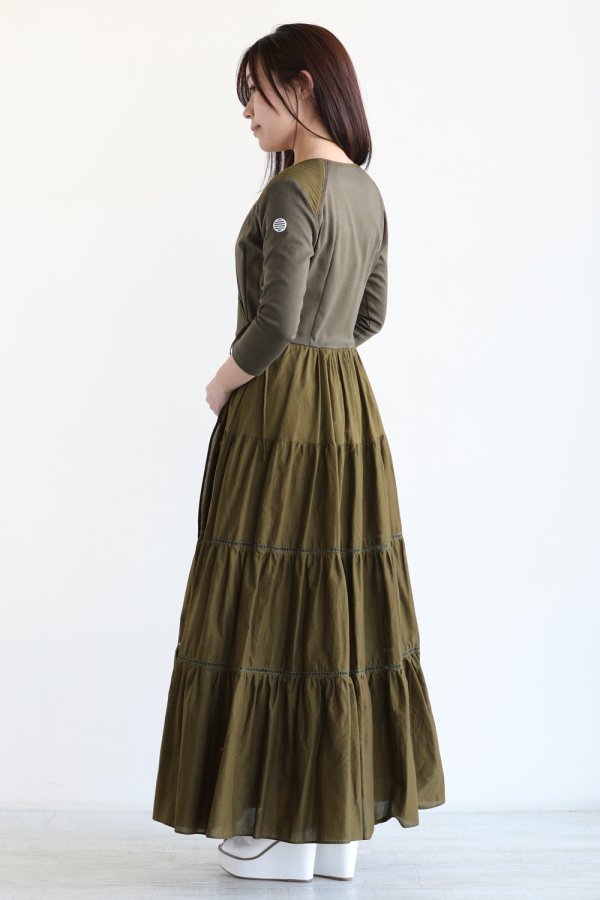 BORDERS at BALCONY(ボーダーズアットバルコニー) BALLERINA MAXI DRESS KHAKI -  YAMAROKU（ヤマロク） オンラインストア