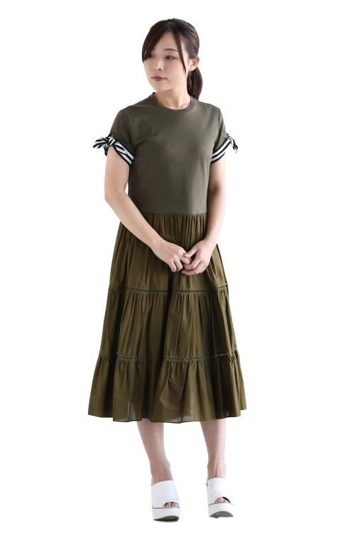 BORDERS at BALCONY(ボーダーズアットバルコニー) BALLERINA TEE DRESS KHAKI -  YAMAROKU（ヤマロク） オンラインストア