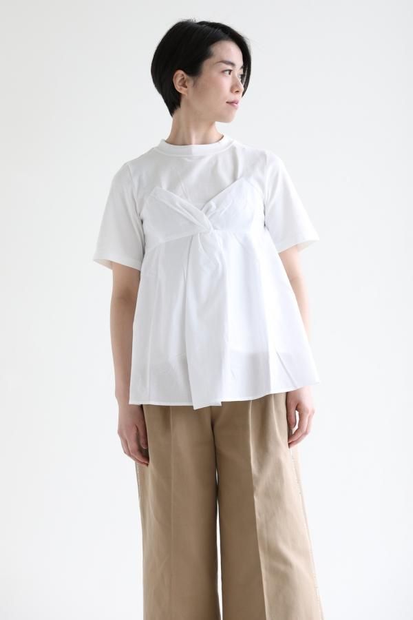 MUVEIL(ミュベール) リボンディテールTシャツ white - YAMAROKU