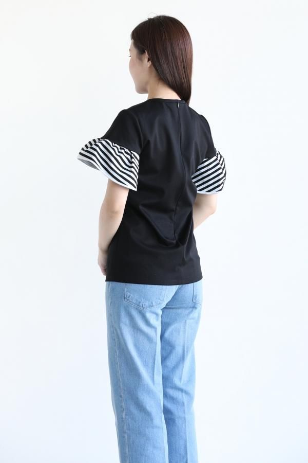 ボーダーズアットバルコニー　36 ブラック　SHIRT GATHERED TEE SHIRT GATHERED TEE | BORDERS at BALCONY