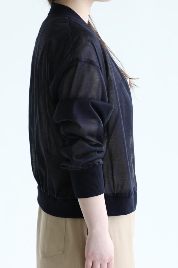 MACPHEE(マカフィ) SHINY COTTON ショートブルゾン ネイビー