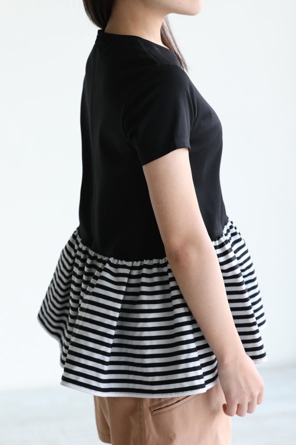 BORDERS at BALCONY(ボーダーズアットバルコニー) PEPLUM TEE BLACK