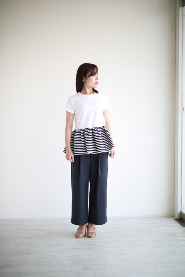 BORDERS at BALCONY(ボーダーズアットバルコニー) PEPLUM TEE WHITE ...