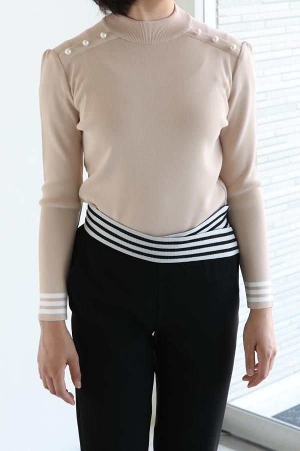 ボーダーズアットバルコニー PEARL ROUND NECK TOP - ニット/セーター