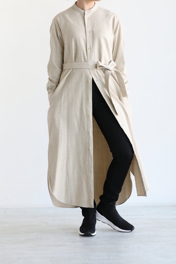 unfil(アンフィル) shankar cotton-flannel shirt dress - YAMAROKU