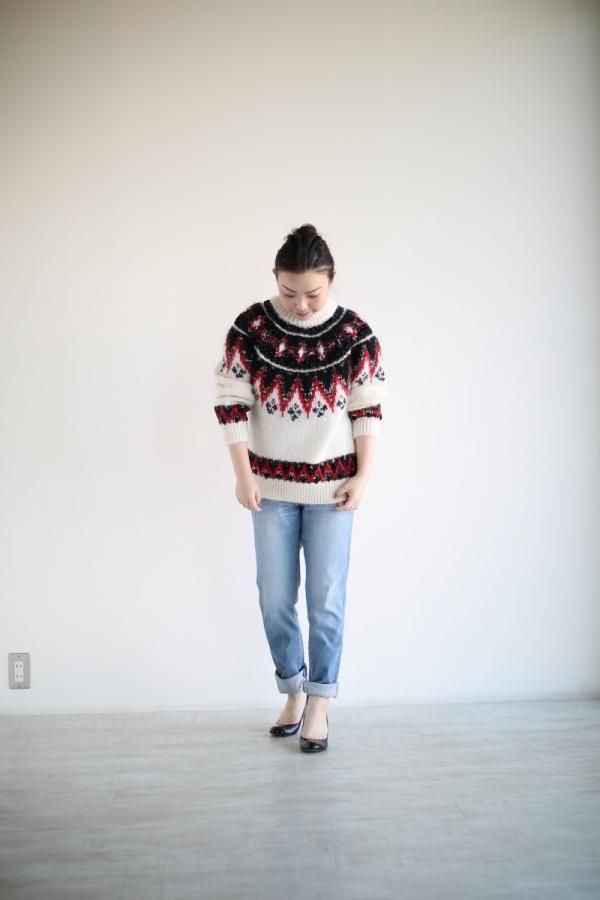 COOHEM NORDIC KNIT SWEATER／グレー | select shop Calli