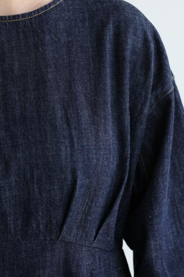 MUVEIL(ミュベール) デニムサックスワンピース navy - YAMAROKU MUVEIL(ミュベール) デニムサックスワンピース navy - YAMAROKU