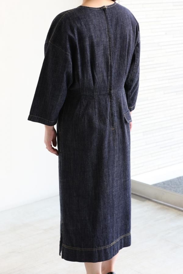 MUVEIL(ミュベール) デニムサックスワンピース navy - YAMAROKU MUVEIL(ミュベール) デニムサックスワンピース navy - YAMAROKU