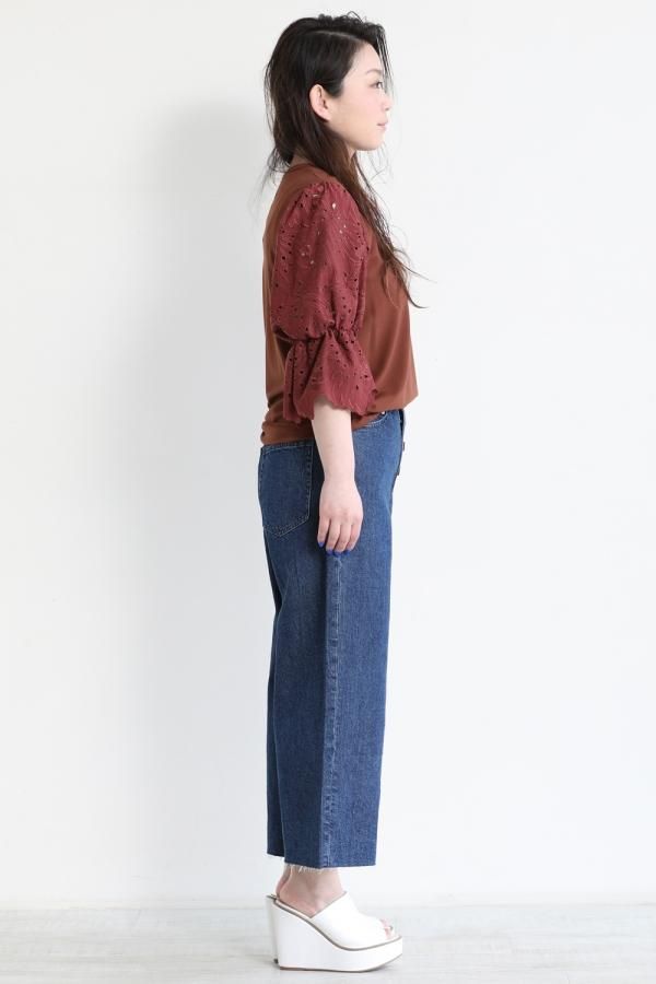 muveil パフスリーブラメプルオーバー ネイビー muveil パフスリーブラメプルオーバー ネイビー 7-IDconcept