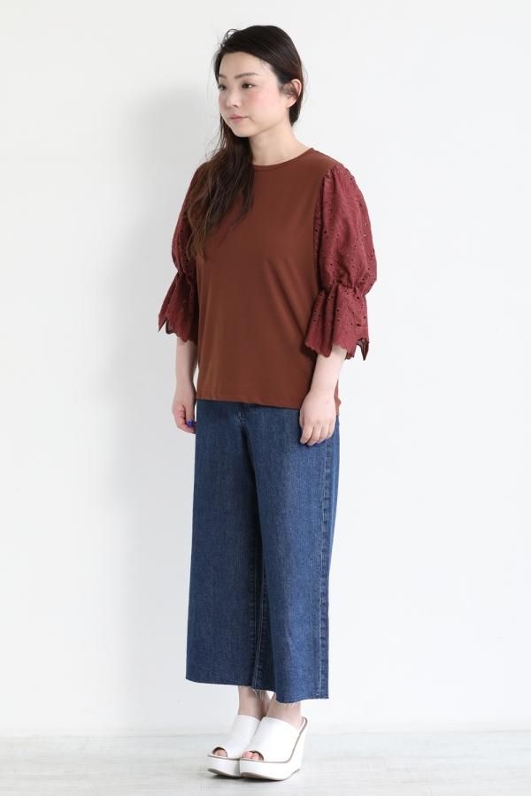 MUVEIL(ミュベール) リーフ刺繍プルオーバー brown - YAMAROKU