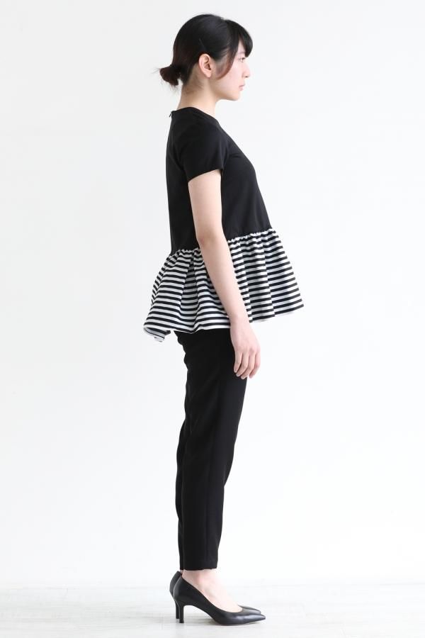 BORDERS at BALCONY(ボーダーズアットバルコニー) PEPLUM TEE BLACK 