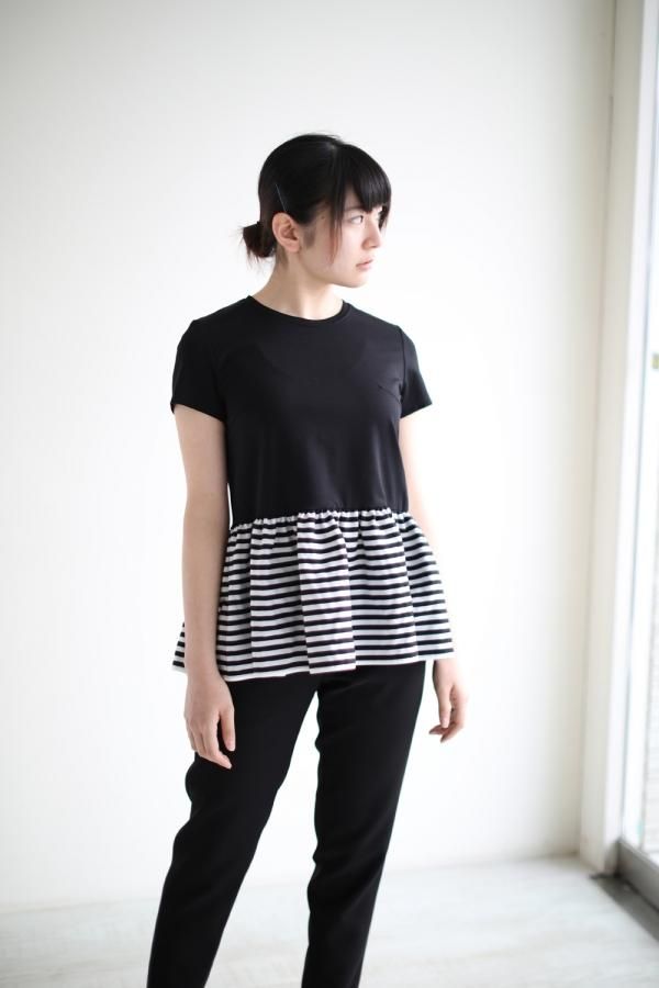 ポリエステル74％綿26％19SS BORDERS at balcony PEPLUM TEE 36