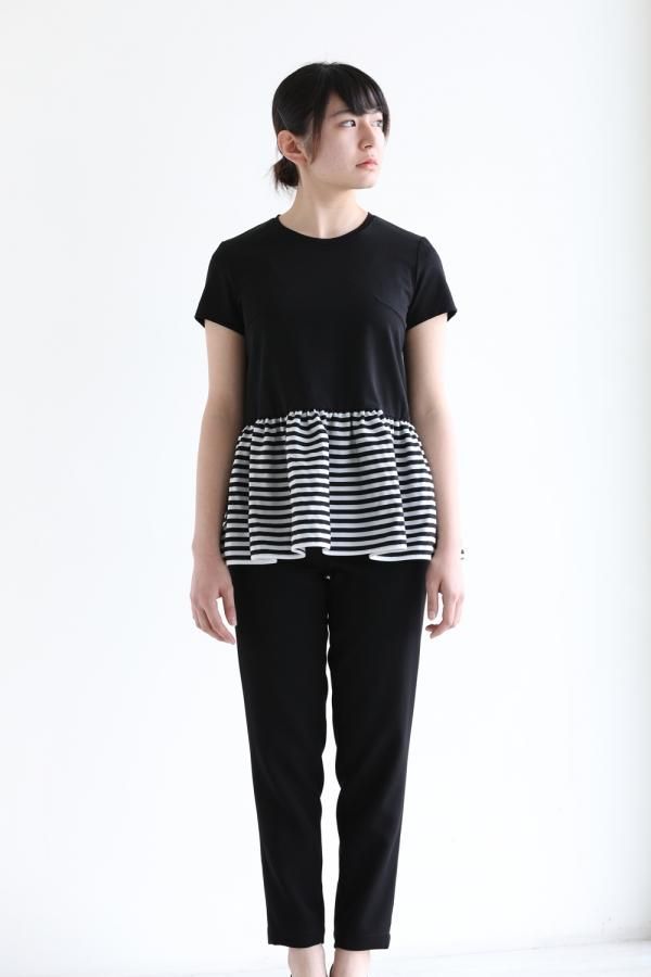 BORDERS at BALCONY(ボーダーズアットバルコニー) PEPLUM TEE BLACK ...