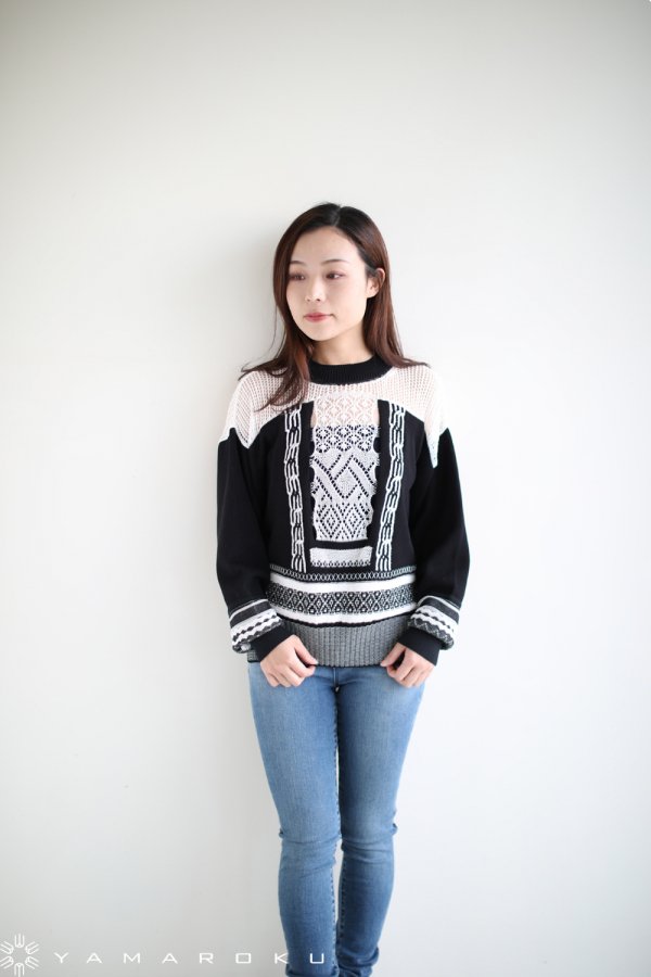 Mame Kurogouchi(マメ) Mixed Knitted Fabric Pullover - YAMAROKU ...