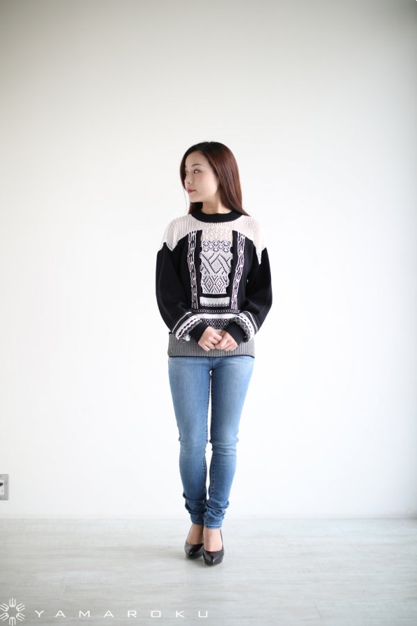 Mame Kurogouchi(マメ) Mixed Knitted Fabric Pullover - YAMAROKU