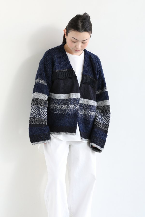 Mame Kurogouchi(マメ) Mix Jacquard Knit Cardigan - YAMAROKU 