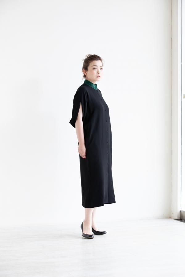 Mame Kurogouchi(マメ) Embroidery Collar Front Open Dress