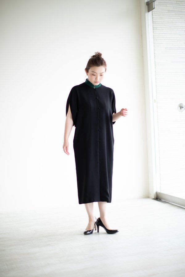 Mame Kurogouchi(マメ) Embroidery Collar Front Open Dress ...