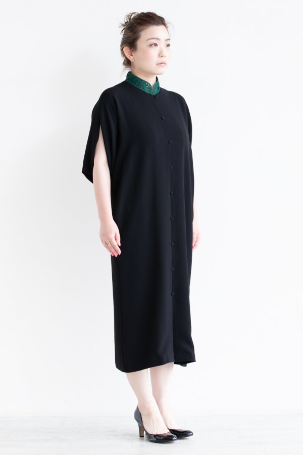 Mame Kurogouchi(マメ) Embroidery Collar Front Open Dress ...