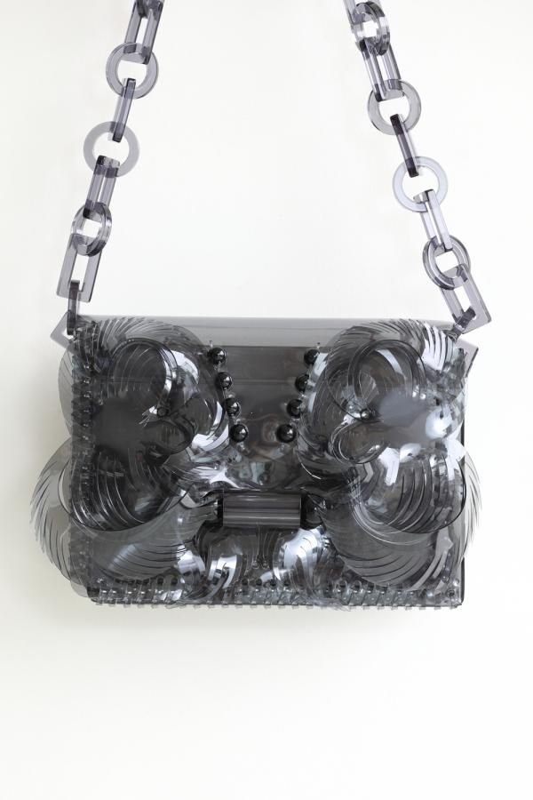 Mame Kurogouchi(マメ) Vinyl Chloride Cloth Chain Bag BLACK