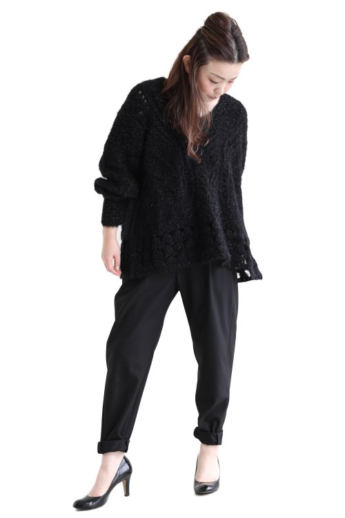 Mame Kurogouchi(マメ) Floral Mohair Knitted Pullover BLACK