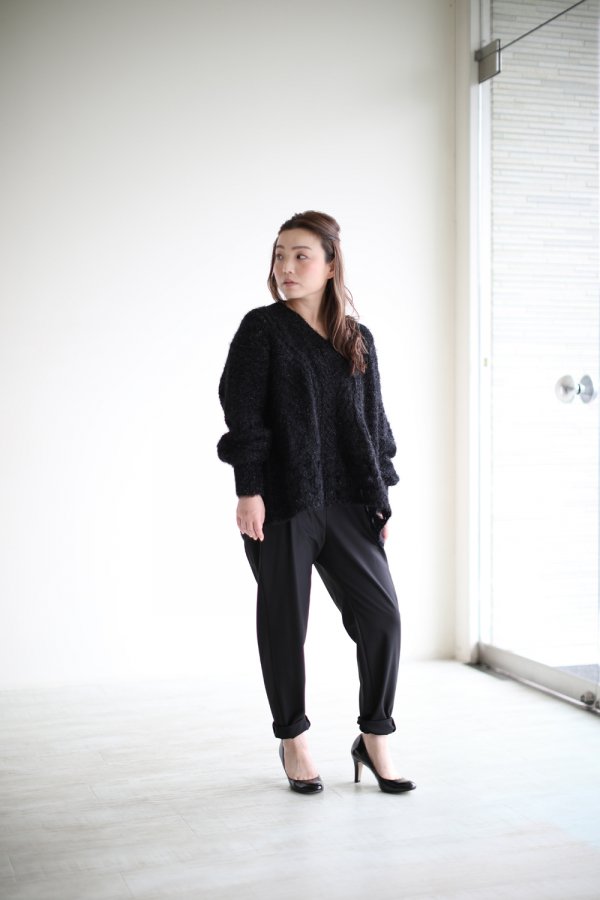 Mame Kurogouchi(マメ) Floral Mohair Knitted Pullover BLACK